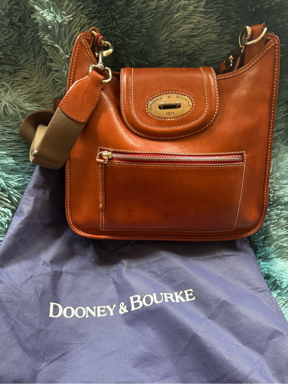 Dooney & Bourke Chestnut Brown Leather Messenger Bag